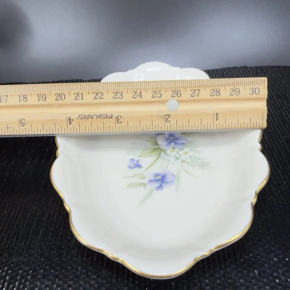 Vintage Pickard Fine China Porcelain Trinket Dish Tray USA Decorated Blue Flower